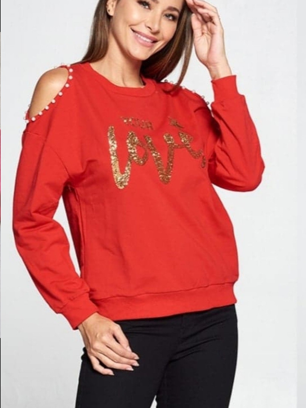 New Sweatshirt Red Cold-Shoulder